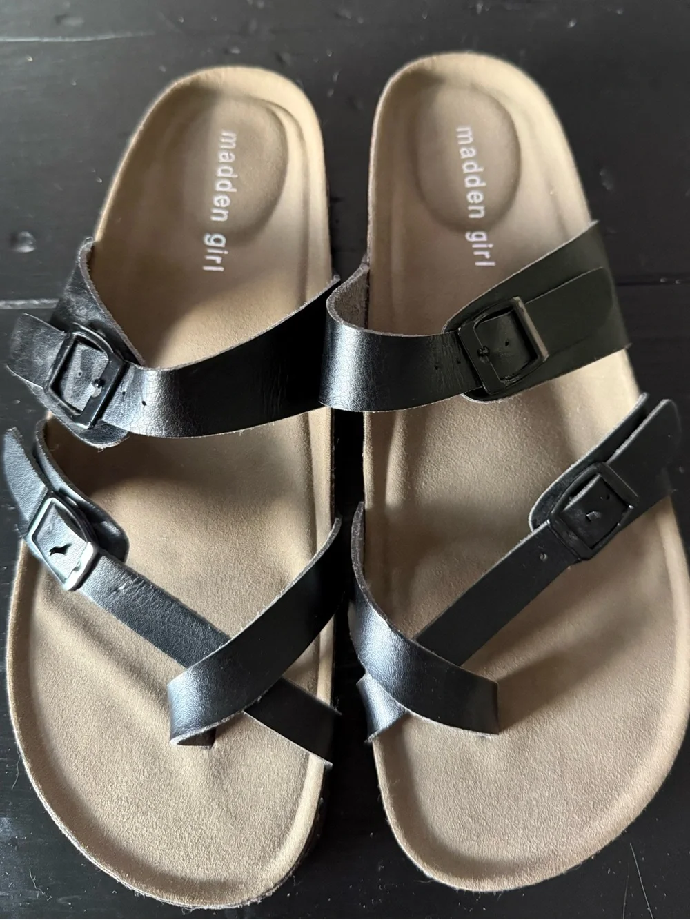 NWOB! Madden Girl “Bryceee” Black Strappy Slide Sandals